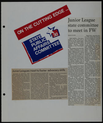 The Junior League of Fort Worth Scrapbook, 1985-1986, Page 17