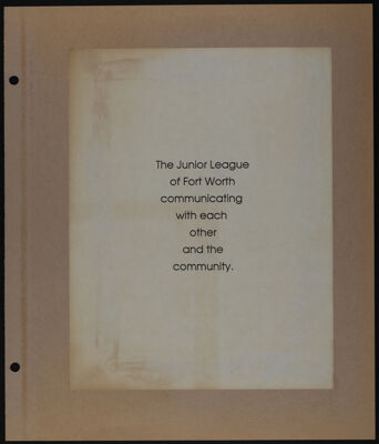 The Junior League of Fort Worth Scrapbook, 1986-1987, Page 1