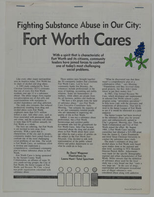 Fighting Substance Abuse in Our City: Fort Worth Cares Magazine Clipping, March 1986