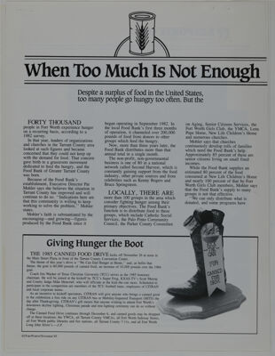 When Too Much Is Not Enough Magazine Clipping, November 1985