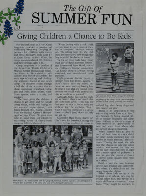The Gift of Summer Fun: Giving Children a Chance to Be Kids Magazine Clipping, 1985-1986