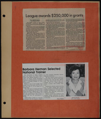 The Junior League of Fort Worth Scrapbook, 1984-1985, Page 12