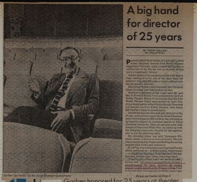 A Big Hand for Director of 25 Years Newspaper Clipping, March 26, 1982