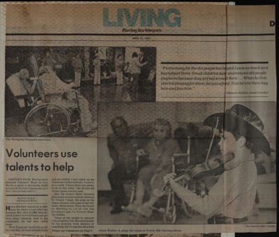 Volunteers Use Talents to Help Newspaper Clipping, April 23, 1982