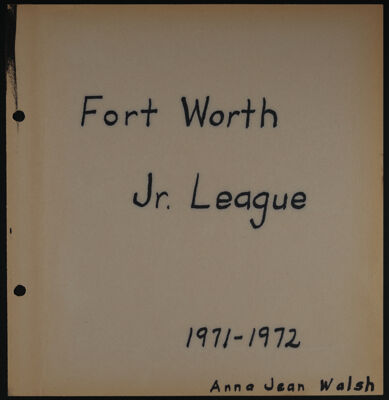 The Junior League of Fort Worth Scrapbook, 1971-1972, Page 1
