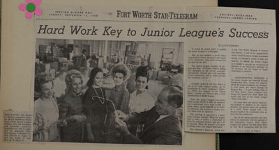 Hard Work Key to Junior League's Success Newspaper Clipping, September 15, 1968