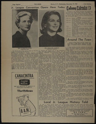 Jr. League Convention Opens Here Today, Local Jr. League History Told, and Jr. League Approaches Old Age Newspaper Clipping, November 15, 1961