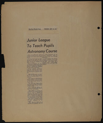 The Junior League of Fort Worth Scrapbook, 1961-1962, Page 11