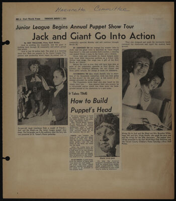 The Junior League of Fort Worth Scrapbook, 1962-1963, Page 21