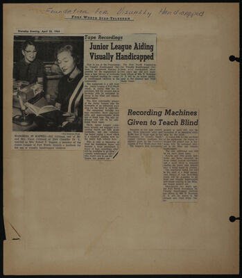 The Junior League of Fort Worth Scrapbook, 1962-1963, Page 22