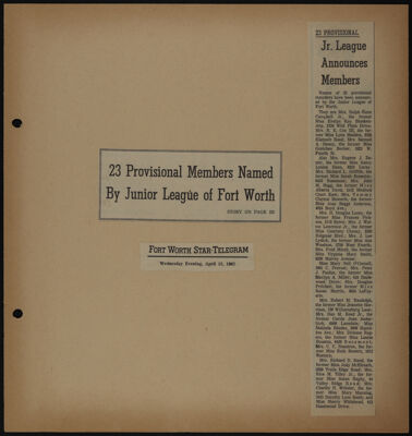 The Junior League of Fort Worth Scrapbook, 1966-1967, Page 37