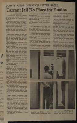 Tarrant Jail No Place for Youths Newspaper Clipping, December 1966