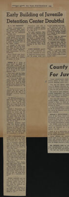 Early Building of Juvenile Detention Center Doubtful Newspaper Clipping, December 7, 1966
