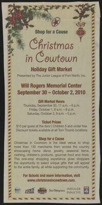 Christmas in Cowtown Holiday Gift Market Newspaper Clipping, 2010