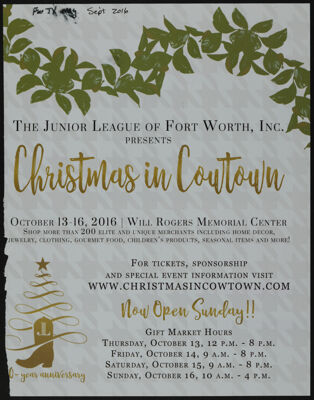 The Junior League of Fort Worth, Inc. Presents Christmas in Cowtown Magazine Clipping, September 2016
