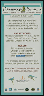 Christmas in Cowtown Junior League of Fort Worth Holiday Gift Market Brochure, October 6-8, 2011