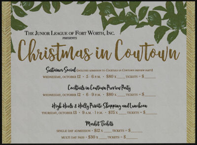 Christmas in Cowtown Event Reservation Card, 2016