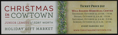 Christmas in Cowtown Ticket, October 12-15, 2017