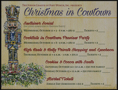 Christmas in Cowtown Event Reservation Card, 2017