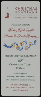 Christmas in Cowtown Ribbon Cutting Ceremony and Champagne Toast Invitation, October 11, 2018