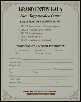 Grand Entry Gala Reservation Card, 2014
