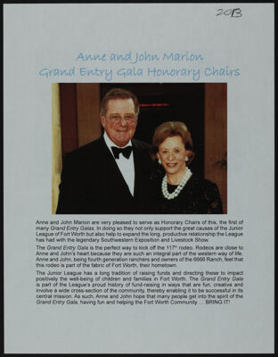 Anne and John Marion: Grand Entry Gala Honorary Chairs, 2013