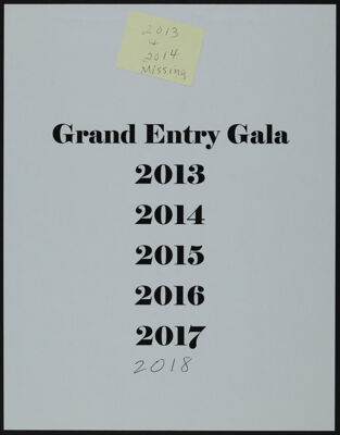 Grand Entry Gala Binder, 2013-2019, Front Cover