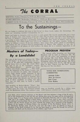Notice of Meetings, February 1953