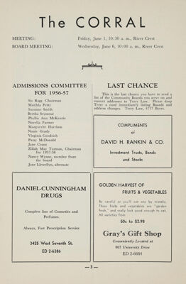 Admissions Committee for 1956-57