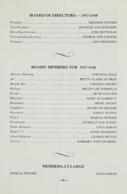 Board Members for 1957-1958