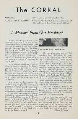 A Message From Our President, October 1957