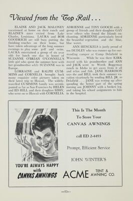 ACME Tent & Awning Co. Advertisement, October 1957