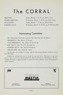 Nominating Committee, March 1958