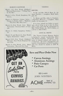Acme Tent & Awning Co. Advertisement, March 1958