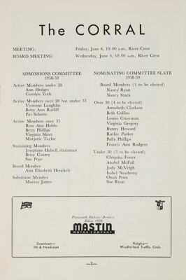 Nominating Committee Slate 1958-59