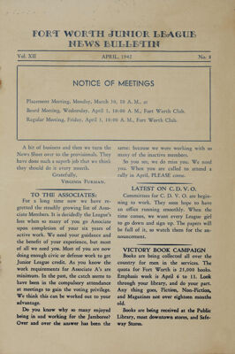 Notice of Meetings, April 1942