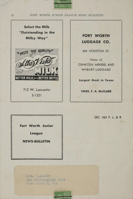 Alta Vista Milk Advertisement, October 1945