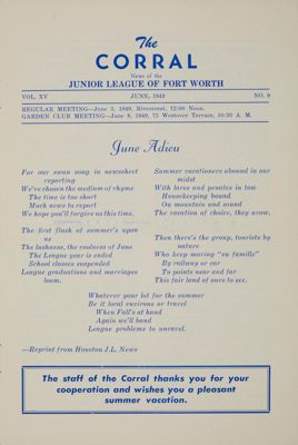 Notice of Meetings, June 1949