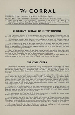 Notice of Meetings, November 1951