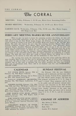 Notice of Meetings, February 1954