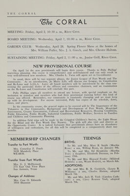 Notice of Meetings, April 1954