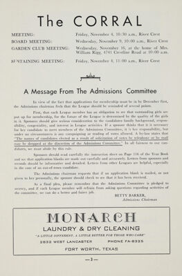 Notice of Meetings, November 1955