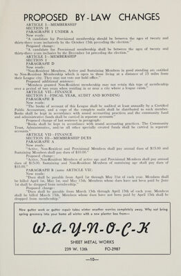 Proposed By-Law Changes, January 1956