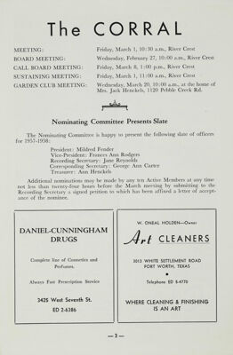 Notice of Meetings, March 1957