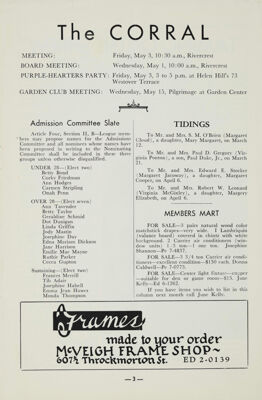 Notice of Meetings, May 1957