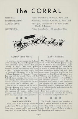 Notice of Meetings, December 1957