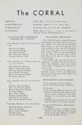 Notice of Meetings, May 1958