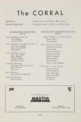 Notice of Meetings, June 1958