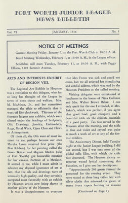 Notice of Meetings, January 1936