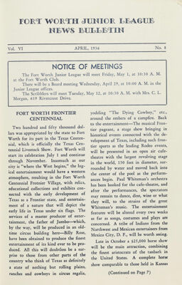 Notice of Meetings, April 1936
